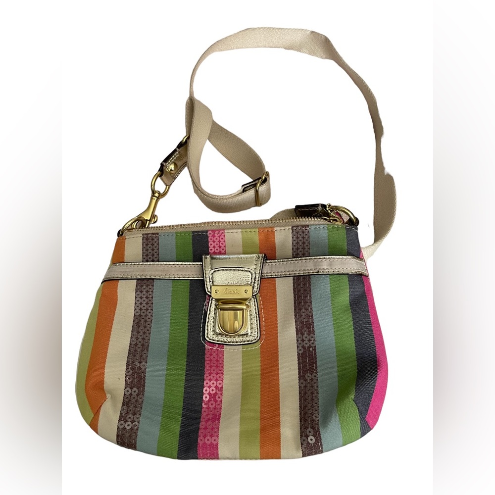 NWOT Coach legacy striped spring colored crossbody